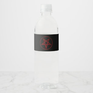 Red Devil Pentagram Wasserflaschenetikett