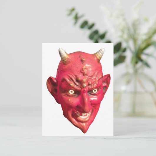 Red Devil Satan Demon Hell Horns Postkarte (Stehend Vorderseite)