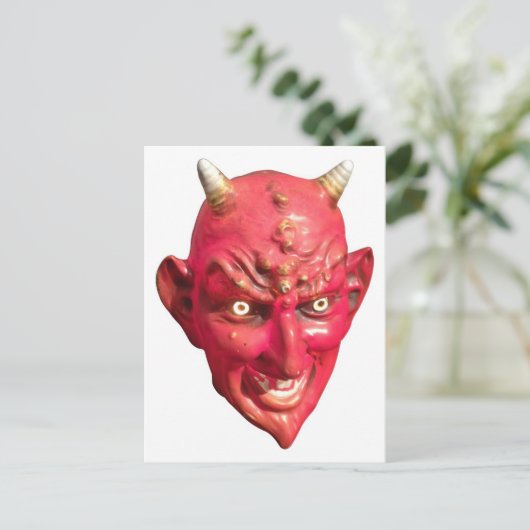 Red Devil Satan Demon Hell Horns Postkarte (Stehend Vorderseite)