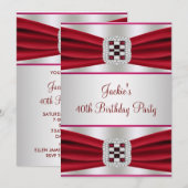 Red Diamond 40. Geburtstags-Party Einladung (Vorne/Hinten)
