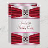 Red Diamond Birthday Party Einladung (Vorne/Hinten)