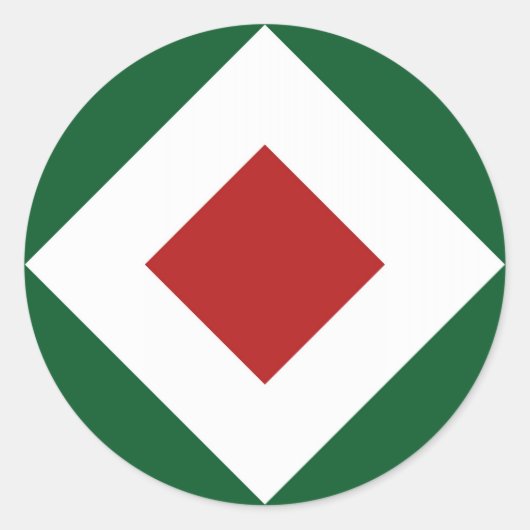 Red Diamond, feine weiße Grenze auf grün Runder Aufkleber (Vorderseite)