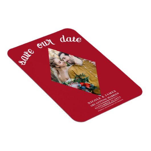 Red Diamond Foto Wedding Save the Date Magnet (Rechte Seite)