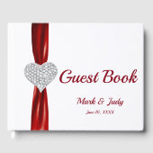 Red Diamond Heart Wedding Guestbook Gästebuch (Vorderseite)