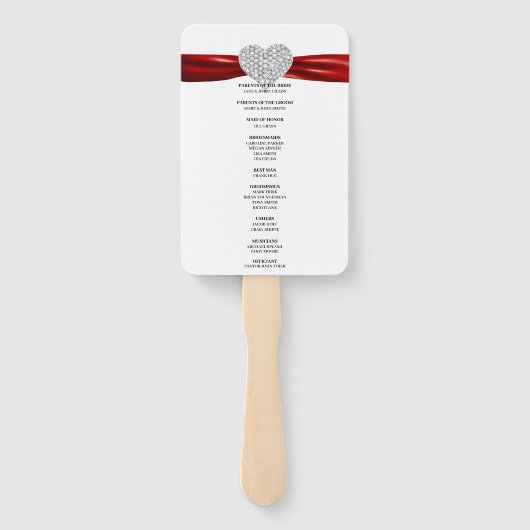 Red Diamond Heart Wedding Program Fächer (Rückseite)