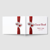 Red Diamond Hearts Wedding Guestbook Gästebuch (Voll)