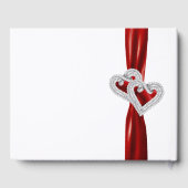 Red Diamond Hearts Wedding Guestbook Gästebuch (Rückseite)