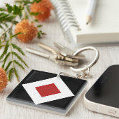 Red Diamond, kühne weiße Grenze auf schwarz Schlüsselanhänger (Vorderseite rechts)