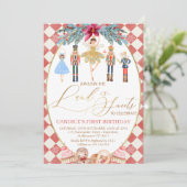 Red Diamond Land der Süßigkeiten Nutcracker Birthd Einladung (Stehend Vorderseite)