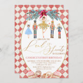 Red Diamond Land der Süßigkeiten Nutcracker Birthd Einladung (Vorne/Hinten)