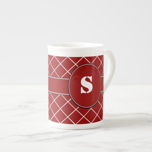 Red Diamond Mit Monogramm Porzellantasse (Vorderseite Rechts)