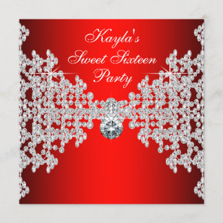 Red Diamond Red Birthday Party Einladung