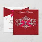 Red Diamond Red Sweet 16 Geburtstagsparty Einladung (Vorne/Hinten)