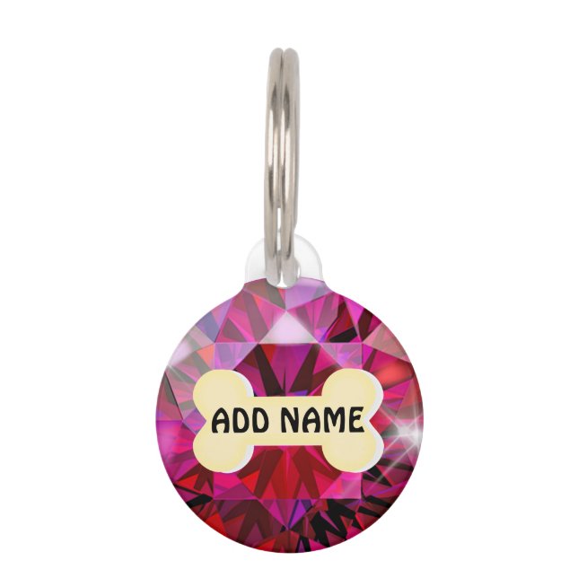 Red Diamond Round Pet Tag Haustiermarke (Vorderseite)