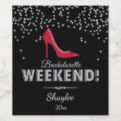 Red, Diamond Shoe, Bachelorette Wochenende Weinetikett (Einzelnes Label)