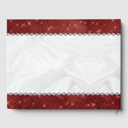 Red Diamond Sparkle Glam Quinceañera Gästebuch (Rückseite)