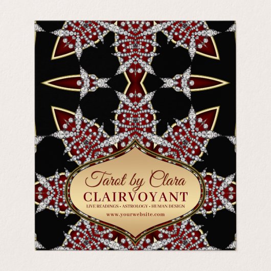 Red Diamond Star Goddess Temple Tarot Visitenkarten (Außenseite Aufgefaltet)
