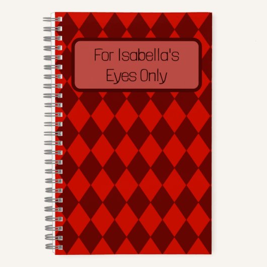 Red Diamonds My Eyes Only Journal Notizblock (Vorderseite)
