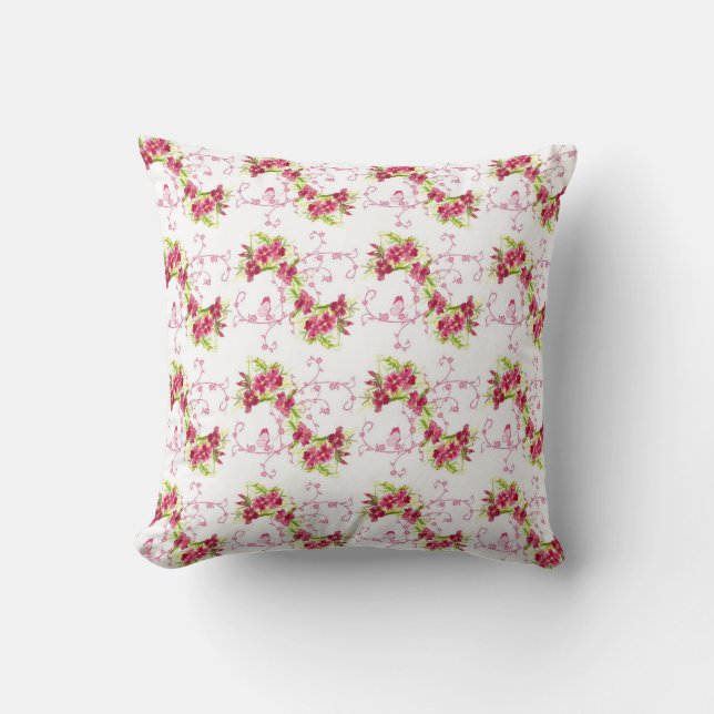 Red Dianthus Blumen Watercolor Frische Pasta mache Kissen (Vorderseite)