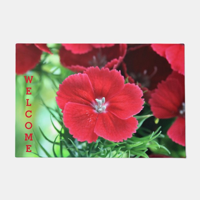 Red Dianthus Door Mat Fußmatte (Vorderseite)