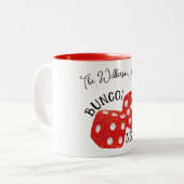 Red Dice Bunco Night Individuelle Name Zweifarbige Tasse (Vorderseite Links)