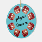 Red Dice Circle - Fügen Sie Ihre eigene Nachricht Keramikornament (Links)