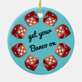 Red Dice Circle - Fügen Sie Ihre eigene Nachricht Keramikornament (Hinten)