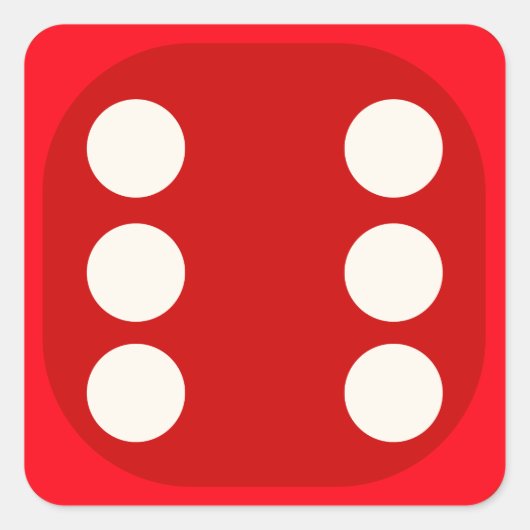 Red Dice Die Roll Six Square Siegel Quadratischer Aufkleber (Vorderseite)