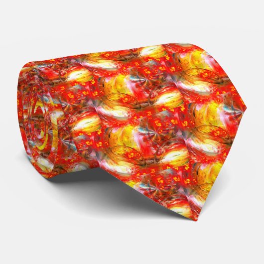 Red Digital Abstrakt Krawatte (Gerollt)