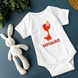 Red Dinosaur BABYSAURUS personalisiert Baby Strampler