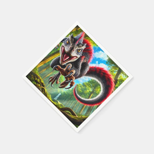 Red Dinosaur Serviette (Ecke)