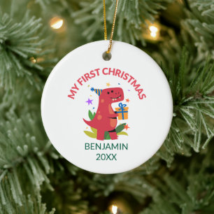 Red Dinosaurier Erstes Weihnachtsfest Keramik Ornament