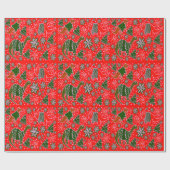 Red Dinosaurier Weihnachten Geschenkpapier (Flach)