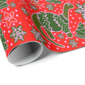 Red Dinosaurier Weihnachten Geschenkpapier (Rolleneckpunkt)