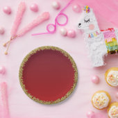 Red Dipped Gold Glitzer Glam Sparkle Party Pappteller (Party)