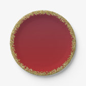 Red Dipped Gold Glitzer Glam Sparkle Party Pappteller (Vorderseite)