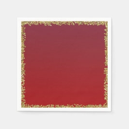 Red Dipped Gold Glitzer Glam Sparkle Party Serviette
