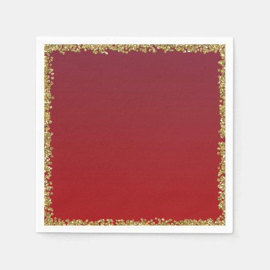 Red Dipped Gold Glitzer Glam Sparkle Party Serviette (Vorderseite)