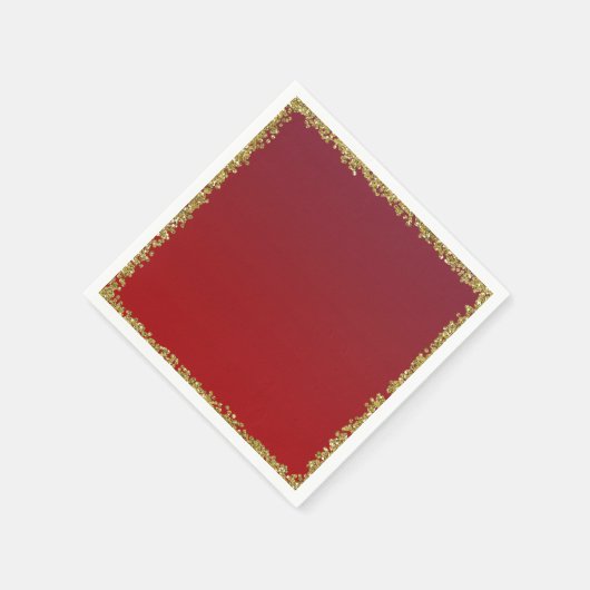 Red Dipped Gold Glitzer Glam Sparkle Party Serviette (Ecke)