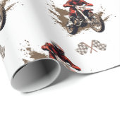 Red Dirt Bike Birthday Wrapping Paper Geschenkpapier (Rolleneckpunkt)