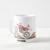 Red Dirt Bike Thema individuelle Name Tasse (Vorderseite Links)