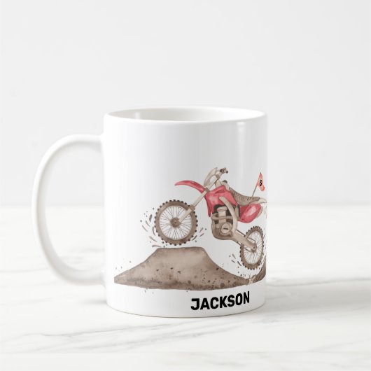 Red Dirt Bike Thema individuelle Name Tasse (Links)