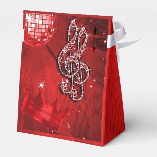 Red Disco Ball, Musiknoten und Crown Gevor Box Geschenkschachtel (Rückseite)