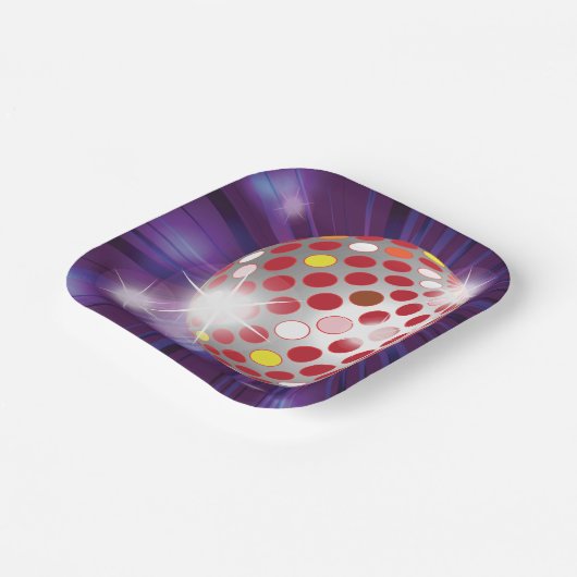 Red Disco Ball Pappteller (Gewinkelt)