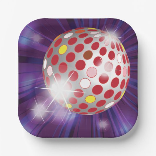 Red Disco Ball Pappteller (Vorderseite)