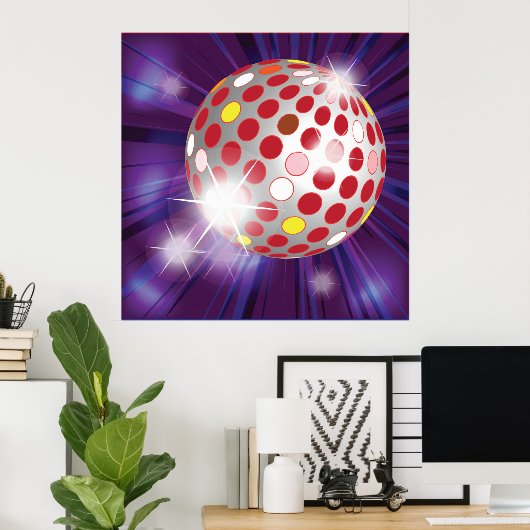 Red Disco Ball Poster (Heimbüro)