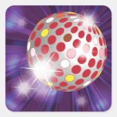 Red Disco Ball Quadratischer Aufkleber (Vorderseite)