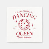 Red Disco Ball Retro Junggeselinnen-Abschied Serviette (Vorderseite)