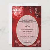 Red Disco Ball und Heelse Änderung der Pläne Einladung (Rückseite)