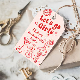 Red Disco Cowgirl Rodeo Junggeselinnen-Abschied Geschenkanhänger